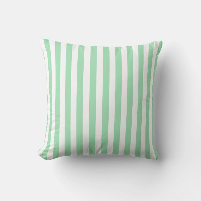 Cute Vertical Stripes Mint Green White Striped     Cushion (Front)