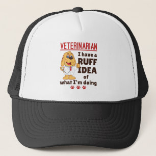 Cute Veterinarian Animal Doctor Dogtor Ruff Idea Trucker Hat