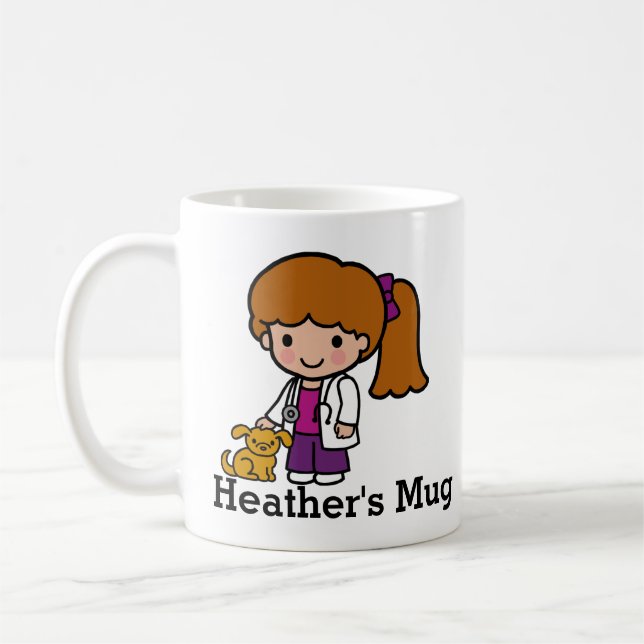 Cute Veterinarian Girl with puppy Coffee Mug (Left)