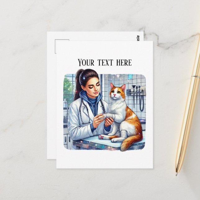 Cute Veterinarian Office customizable  Postcard (Front/Back In Situ)
