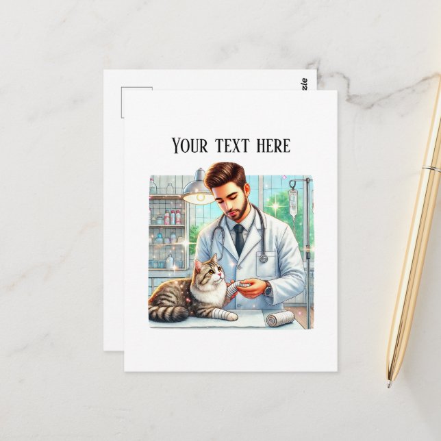 Cute Veterinarian Office customizable  Postcard (Front/Back In Situ)