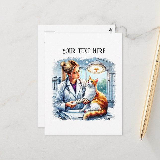 Cute Veterinarian Office customizable  Postcard (Front/Back In Situ)