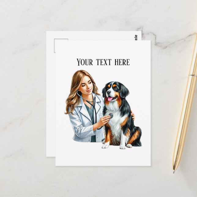 Cute Veterinarian Office customizable  Postcard (Front/Back In Situ)