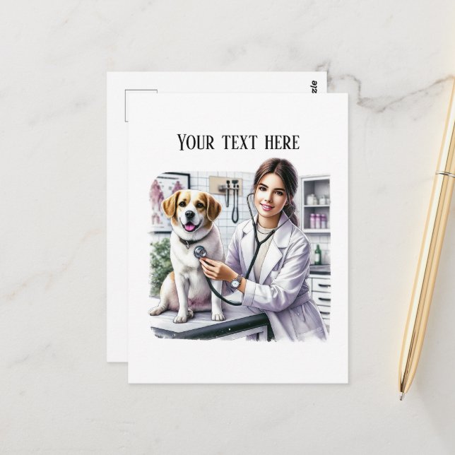 Cute Veterinarian Office customizable  Postcard (Front/Back In Situ)