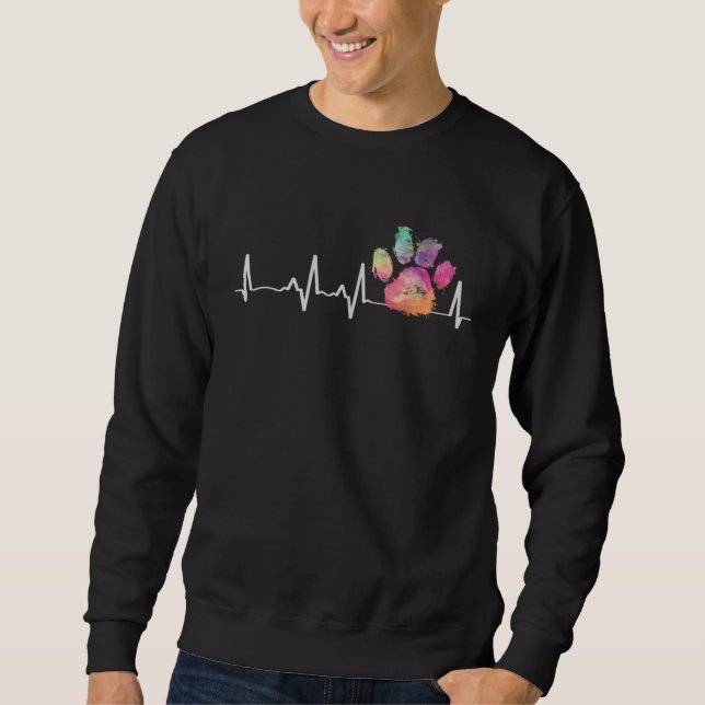 Cute Veterinarian  Rainbow Paw Print Heartbeat Vet Sweatshirt (Front)