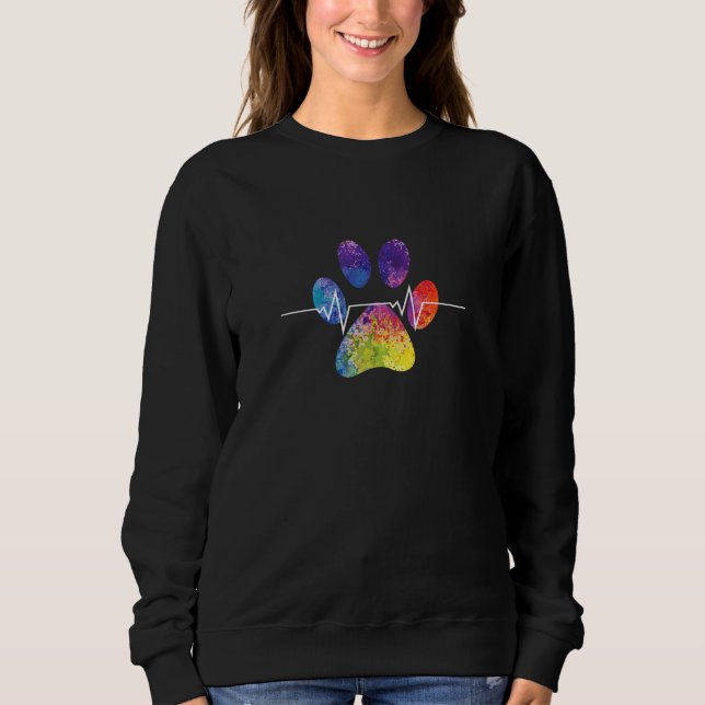 Cute Veterinarian Rainbow Paw Print Hebeat Vet Tec Sweatshirt (Front)