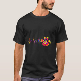 Cute Veterinarian Tie Dye Paw Print Heartbeat Vet T-Shirt