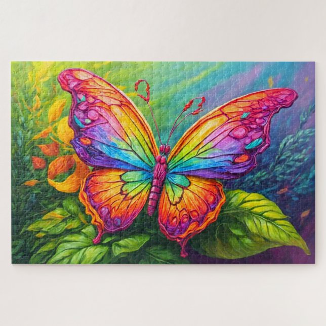 Cute Vibrant Artistic Butterfly Art Jigsaw Puzzle (Horizontal)