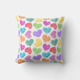 Cute Vibrant Doodled Heart Valentine's Day Pattern Cushion