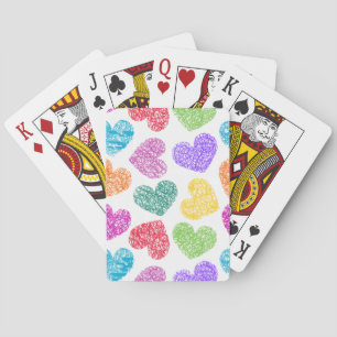 Cute Vibrant Doodled Heart Valentine's Day Pattern Playing Cards