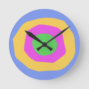 Cute Vibrant Modern Design Pink Yellow Green Round Clock