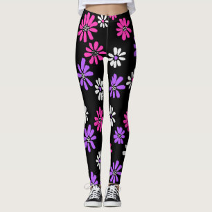 Cute Vibrant Pink And Purple Flowers Leggings