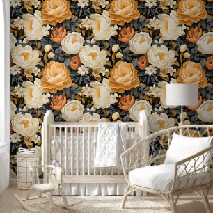 Cute Vibrant Yellow Peonies Chic Floral Wallpaper