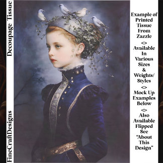 Cute Victorian Girl, Ivy & Birds FF5L Decoupage Tissue Paper