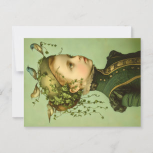Cute Victorian Girl & Vines & Birds BD9 Postcard