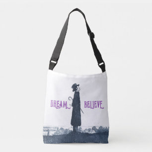 Cute Victorian Man Dream Believe Quote Crossbody Bag