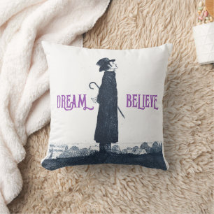 Cute Victorian Man Dream Believe Quote Cushion