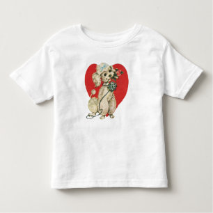Cute Victorian Poodle With Rose And Red Heart   Toddler T-Shirt