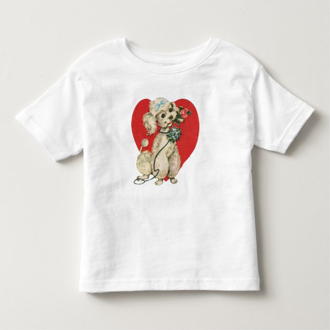 Cute Victorian Poodle With Rose And Red Heart   Toddler T-Shirt (Front)