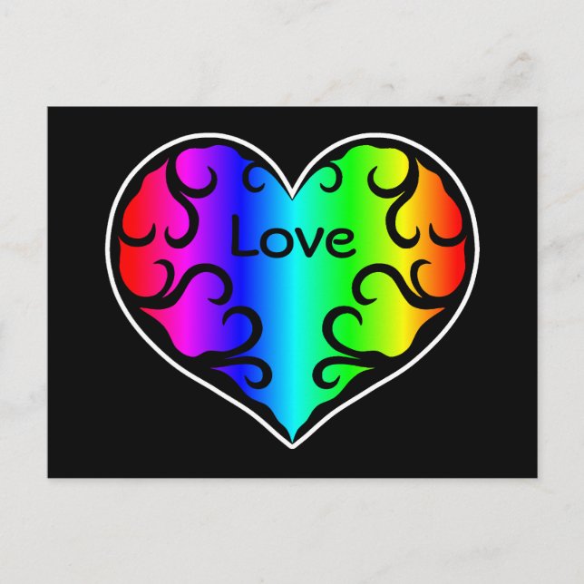 Cute victorian rainbow heart postcard (Front)