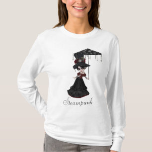 Cute Victorian Steampunk Goth Girl & Parasol T-Shirt