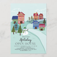 Cute Village Holiday Open House Invitation