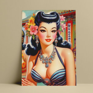 Cute Vinage Oriental Girls Postcard