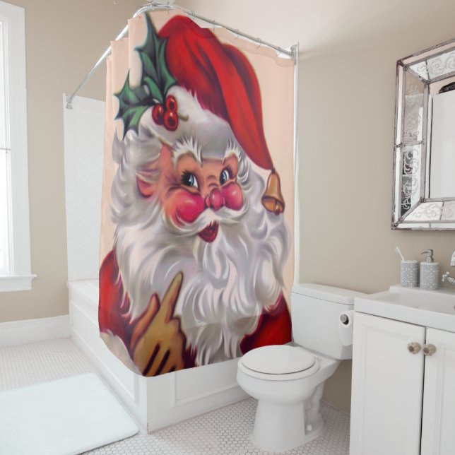 Cute vinage santa claus 2 shower curtain (In Situ)