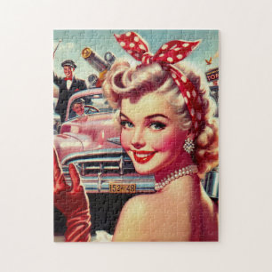 Cute Vintage 1950s Girl Jigsaw Puzzle