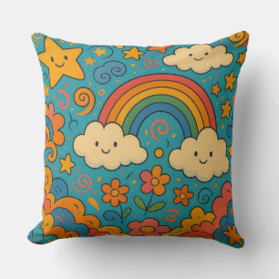 Cute Vintage Aesthetic Pattern Pillow 🌈✨🌸