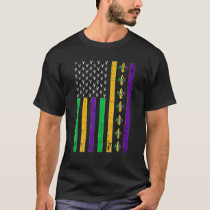 Cute Vintage American Flag Mardi Gras Jester Funny T-Shirt