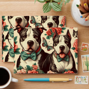 Cute Vintage American Pit Bull Terrier Envelope