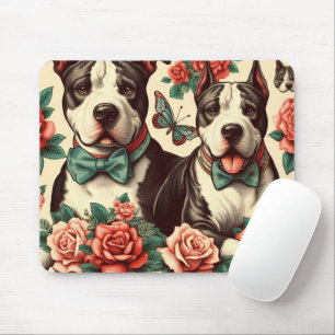 Cute Vintage American Pit Bull Terrier Mouse Pad