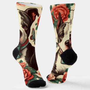Cute Vintage American Pit Bull Terrier  Socks