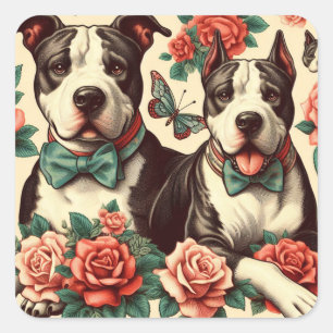 Cute Vintage American Pit Bull Terrier Square Sticker