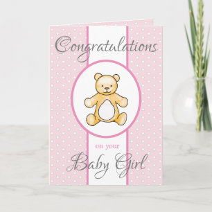 Cute vintage baby shower teddy card