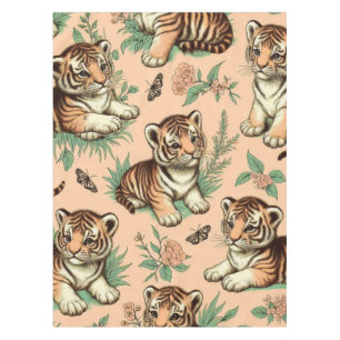 Cute Vintage Baby Tiger Pattern Tablecloth