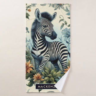 Cute Vintage Baby Zebra Watercolor Bath Towel