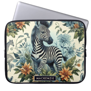 Cute Vintage Baby Zebra Watercolor Laptop Sleeve