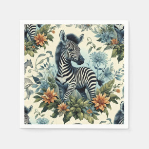 Cute Vintage Baby Zebra Watercolor Napkin