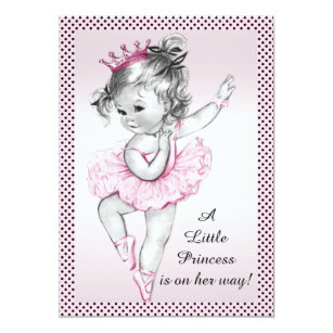 Cute Vintage Ballerina Princess Baby Shower Invitation