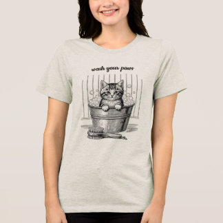 Cute Vintage Bathing Kitten T-Shirt Tri-Blend Shirt