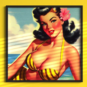 Cute Vintage Beach Pin-up Poster