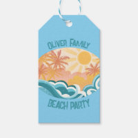 Cute Vintage Beach Waves Sunshine Blue Surf Party