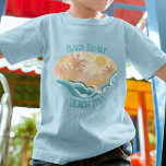 Cute Vintage Beach Waves Sunshine Surf Vacation Toddler T-Shirt<br><div class="desc">Cute vintage style toddler t-shirts featuring beautiful teal ocean waves and a bright sun with palm trees in the summer. The cool grunge design is complimented with distressed teal blue custom text for your family vacation or beach trip.</div>