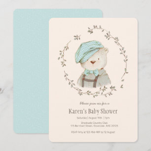 Cute Vintage Bear Baby Shower Invitation