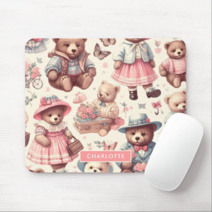 Cute Vintage Bears Seamless Mouse Pad