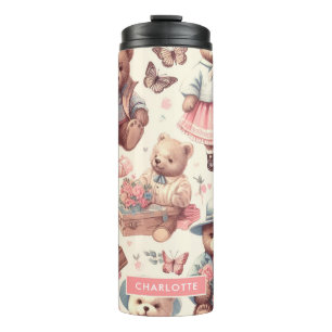 Cute Vintage Bears Seamless Thermal Tumbler