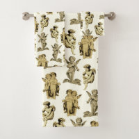 Cute Vintage Beige Baby Cherub Cupid Angels