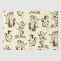 Cute Vintage Beige Baby Cherub Cupid Angels